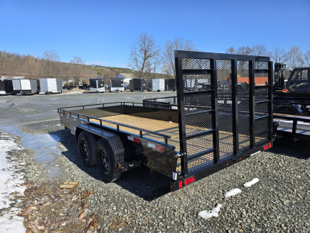 New 2026 Sure-Trac 7x16 7K Steel High Side Utility Trailer- Lay Flat Reinforced Ladder Gate- Self Retaining Gate Pins- Spare Tire Carrier- LED Lighting