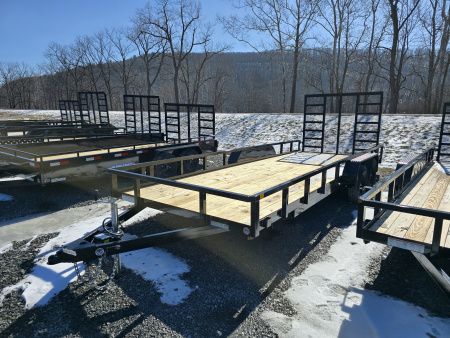 New 2026 Sure-Trac 7x20 7K Tube Top Utility Trailer- Lay Flat Reinforced Ladder Gate- Self Retaining Gate Pins- Spare Tire Carrier- LED Lights