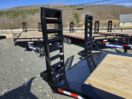 New 2026 Sure-Trac 8.5x20+2 Full Width Implement Trailer- HD Tube Bulkhead- Extended Tongue- Spare Tire Carrier- Stand Up Ramps with Adjustable Supports- Reinforced Diamond Plate Fenders- Pressure Treated Decking