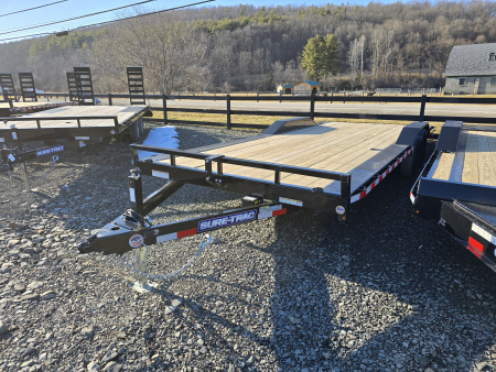 New 2026 Sure-Trac 8.5x20+2 Full Width Car Hauler- Full Wrapped C-Channel Frame- HD Tube Bulkhead- 2' Treadplate Beavertail- 5' Slide-in Fabricated Ramps