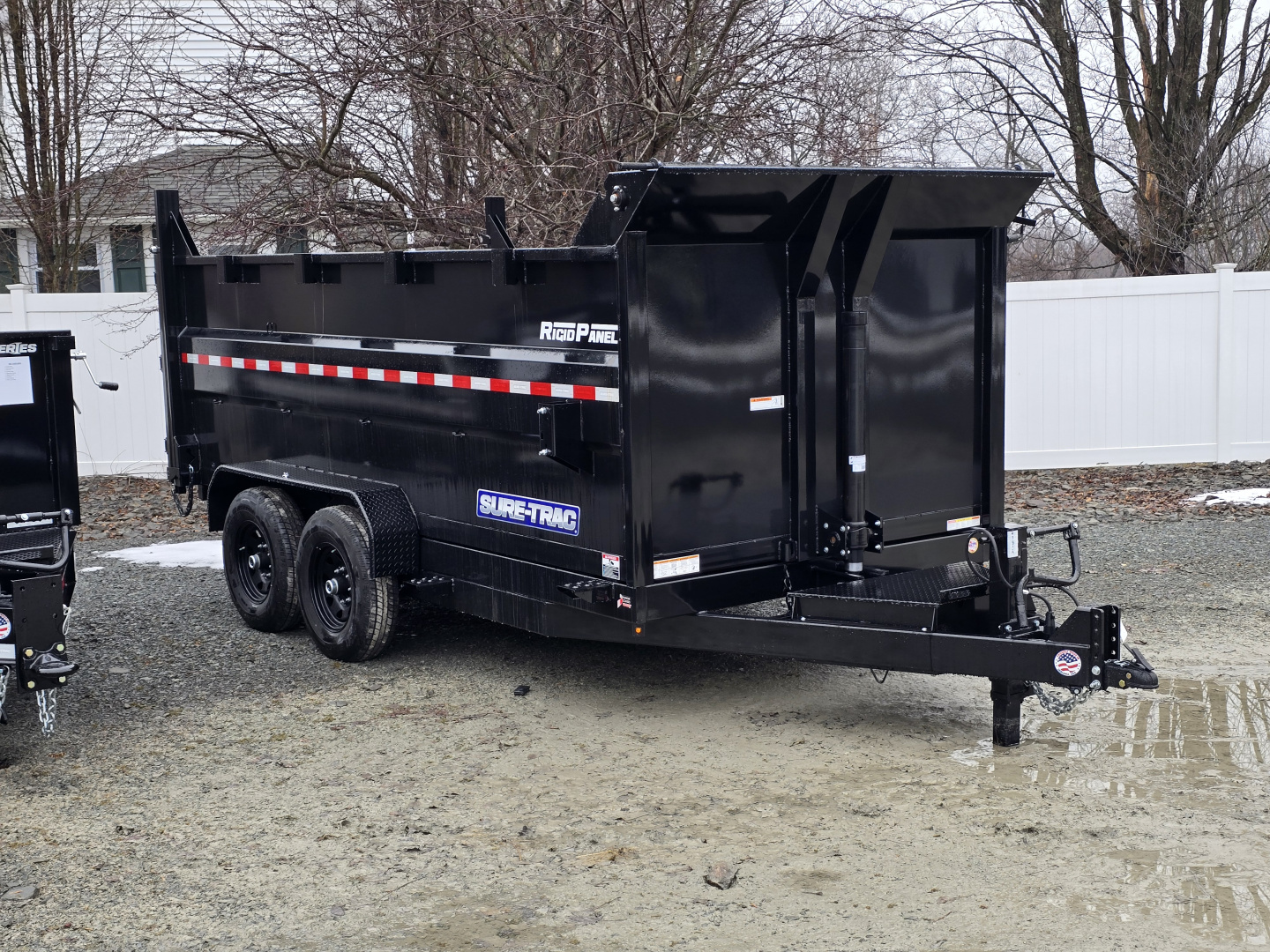 New 2026 Sure-Trac 7x14 14K Dump Trailer- 4' Tall Sides- Ramps- Combo Gate- Spare Tire Carrier- Stake Pockets- Integrated Tarp