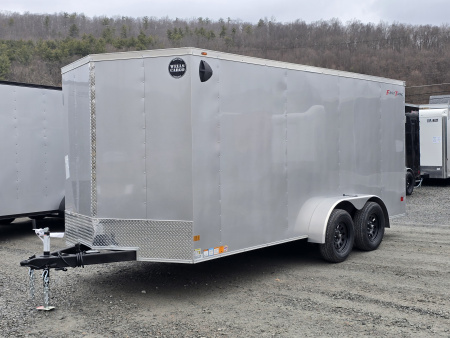 New 2026 Wells Cargo 7x16 7K Enclosed Trailer- Ramp Door with Extension- 6.5' Interior Height- 16  OC Crossmembers and Vertical Z Posts- 1 Piece Aluminum Roof