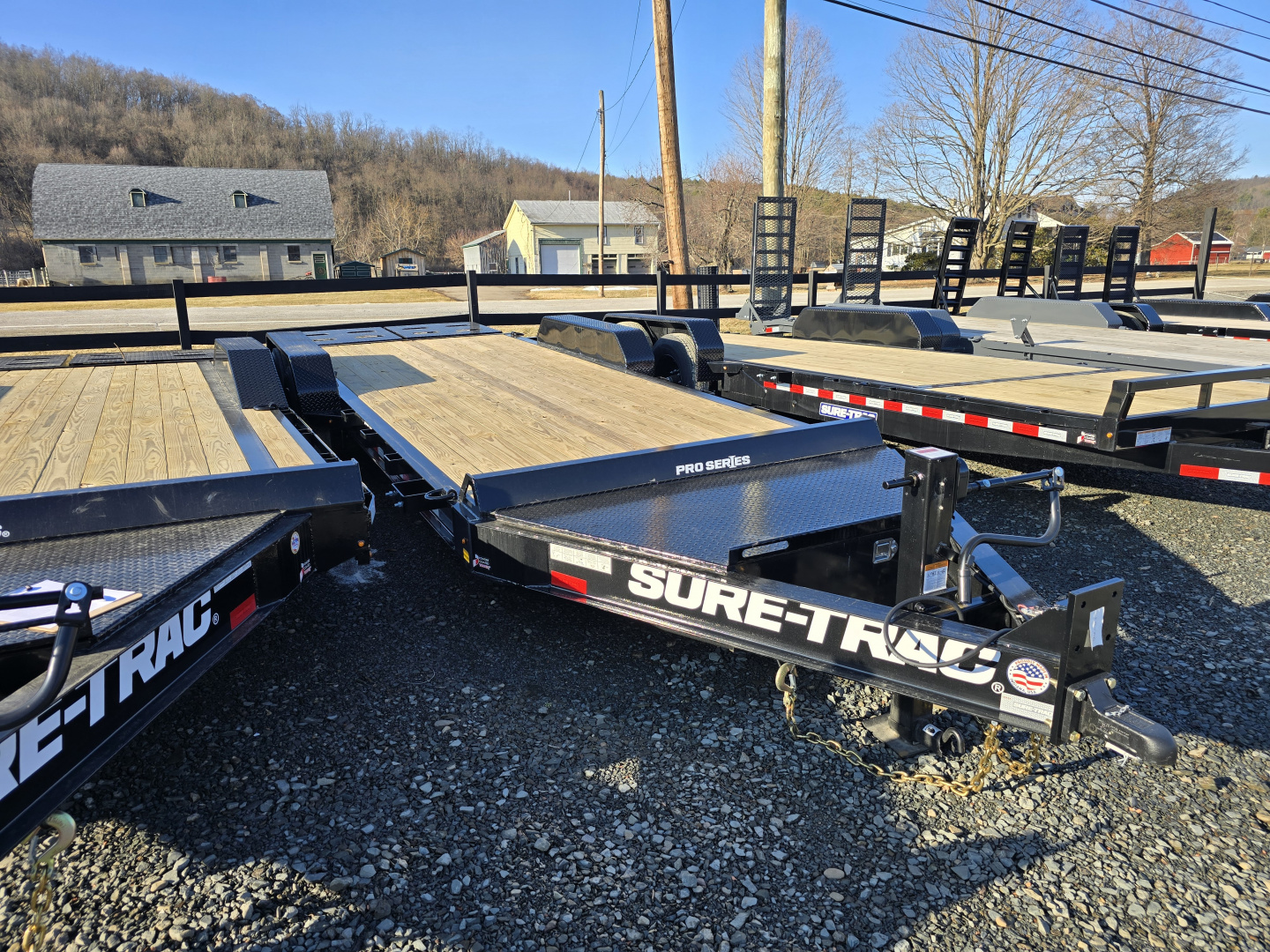 New 2026 Sure-Trac 7x17+3 17.6 K Equipment Trailer- I-Beam Frame- HD Bulkhead with Integrated Tie Downs- Full Width Ramps- Built-in Toolbox with Interior Light- Reinforced Fenders- Drop Leg Jack- Pressure Treated Decking