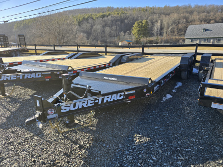 New 2026 Sure-Trac 7x17+3 17.6 K Equipment Trailer- I-Beam Frame- HD Bulkhead with Integrated Tie Downs- Full Width Ramps- Built-in Toolbox with Interior Light- Reinforced Fenders- Drop Leg Jack- Pressure Treated Decking