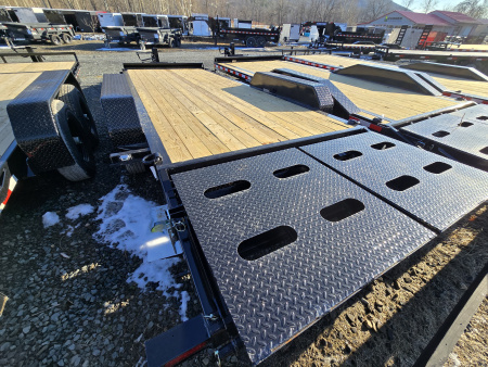 New 2026 Sure-Trac 7x17+3 17.6 K Equipment Trailer- I-Beam Frame- HD Bulkhead with Integrated Tie Downs- Full Width Ramps- Built-in Toolbox with Interior Light- Reinforced Fenders- Drop Leg Jack- Pressure Treated Decking