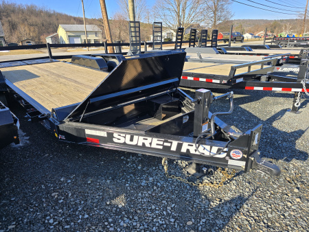 New 2026 Sure-Trac 7x17+3 17.6 K Equipment Trailer- I-Beam Frame- HD Bulkhead with Integrated Tie Downs- Full Width Ramps- Built-in Toolbox with Interior Light- Reinforced Fenders- Drop Leg Jack- Pressure Treated Decking