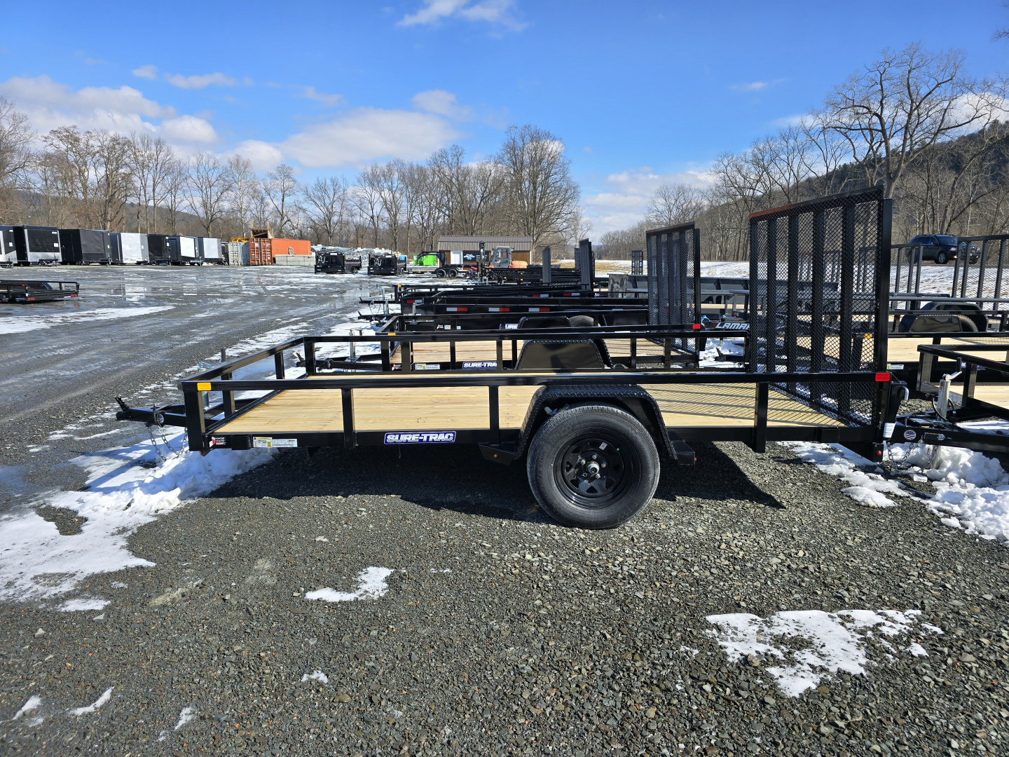 New 2026 Sure-Trac 7x12 3K Tube Top Utility Trailer- Fold Flat Ramp- Self Retaining Gate Pins- Spare Tire Carrier- Pressure Treated Decking