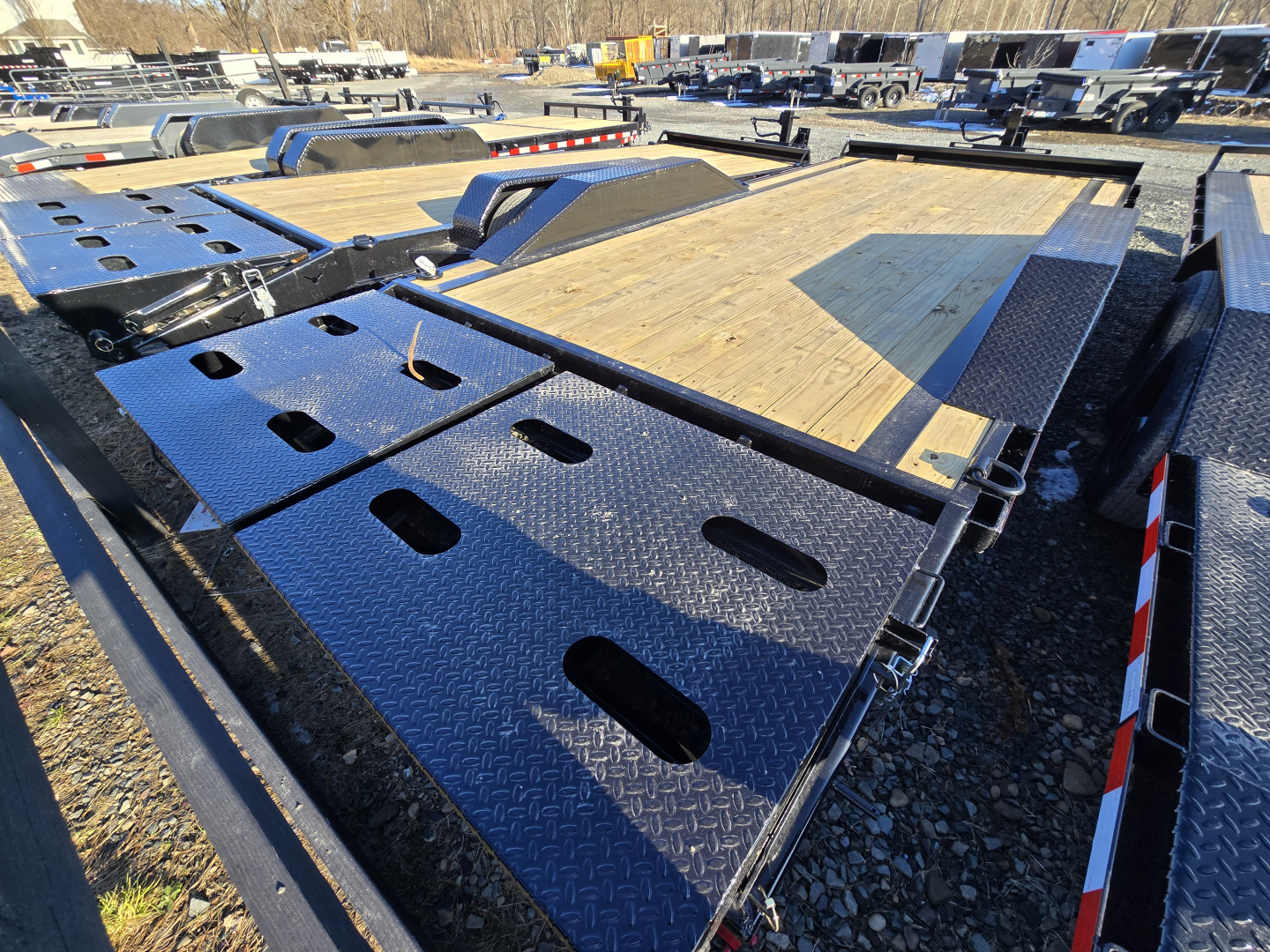 New 2026 Sure-Trac 7x17+3 17.6K Full Width Equipment Trailer- HD Bulkhead with Integrated Tie Downs- Drove Over Fenders- Full Width Ramps- Oversized Stake Pockets- Built-in Toolbox with Interior Light
