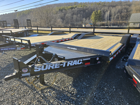 New 2026 Sure-Trac 7x17+3 17.6K Full Width Equipment Trailer- HD Bulkhead with Integrated Tie Downs- Drove Over Fenders- Full Width Ramps- Oversized Stake Pockets- Built-in Toolbox with Interior Light
