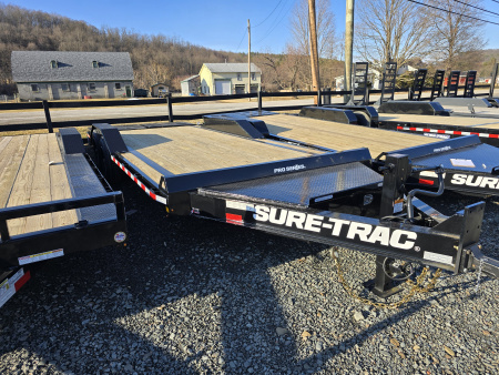 New 2026 Sure-Trac 7x17+3 17.6K Full Width Equipment Trailer- HD Bulkhead with Integrated Tie Downs- Drove Over Fenders- Full Width Ramps- Oversized Stake Pockets- Built-in Toolbox with Interior Light