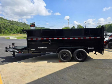 New 2026 Sure-Trac STBTL48214-BP-154 Dump Trailer * 7x14 15.4K * LOW PROFILE * TELESCOPIC * 4FT SIDES *