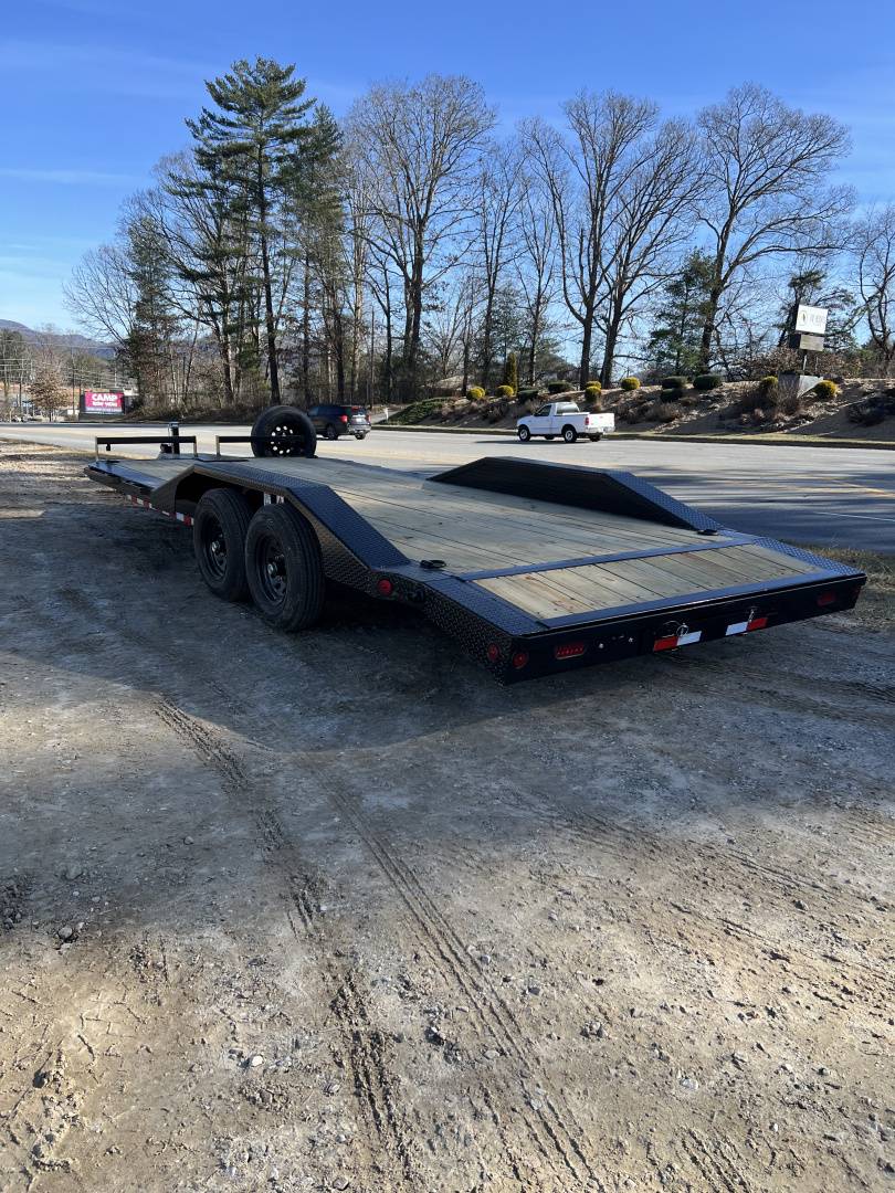 New 2026 Iron Bull ETB0220052 Slide In Ramps Car Hauler / 102" Wide x 20' Long ( 18' Flat, 2' Dovetail ) / Drive Over Fenders / Winch Plate / 2-5200# Electric Brake Axles / Spare Tire and Wheel / Tool Box in Tongue