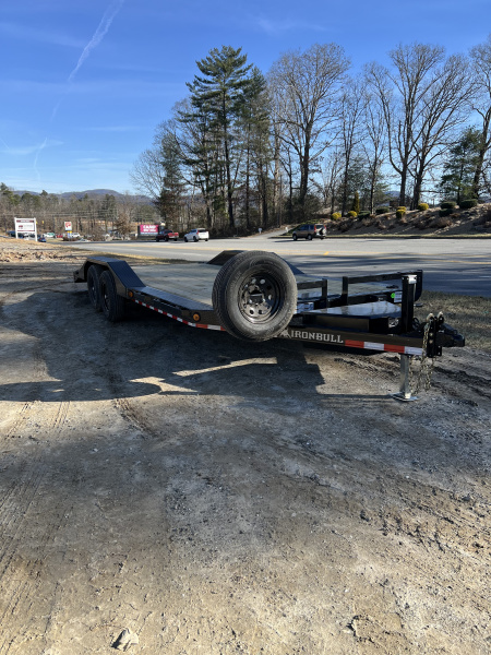 New 2026 Iron Bull ETB0220052 Slide In Ramps Car Hauler / 102" Wide x 20' Long ( 18' Flat, 2' Dovetail ) / Drive Over Fenders / Winch Plate / 2-5200# Electric Brake Axles / Spare Tire and Wheel / Tool Box in Tongue