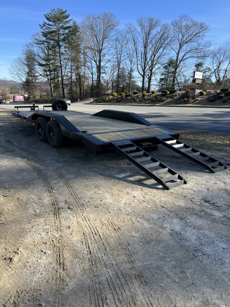 New 2026 Iron Bull ETB0220052 Slide In Ramps Car Hauler / 102" Wide x 20' Long ( 18' Flat, 2' Dovetail ) / Drive Over Fenders / Winch Plate / 2-5200# Electric Brake Axles / Spare Tire and Wheel / Tool Box in Tongue