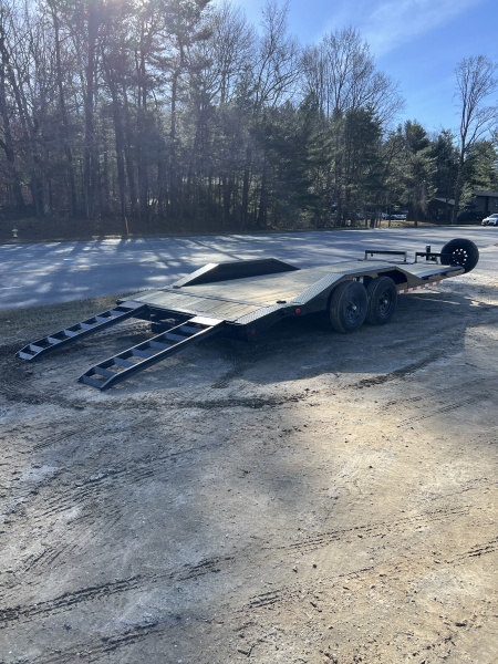 New 2026 Iron Bull ETB0220052 Slide In Ramps Car Hauler / 102" Wide x 20' Long ( 18' Flat, 2' Dovetail ) / Drive Over Fenders / Winch Plate / 2-5200# Electric Brake Axles / Spare Tire and Wheel / Tool Box in Tongue