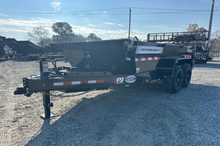 New 2026 PJ Trailers 7X14 DT1 15.4K Low Pro Telescopic Dump Trailer
