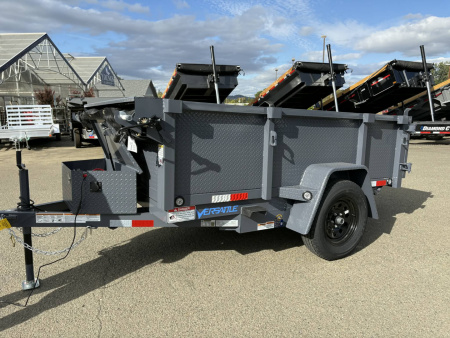 New MINI DUMP 2026 Versatile PTM58 5' X 8' 3500# SINGLE AXLE TRAILER GRAY