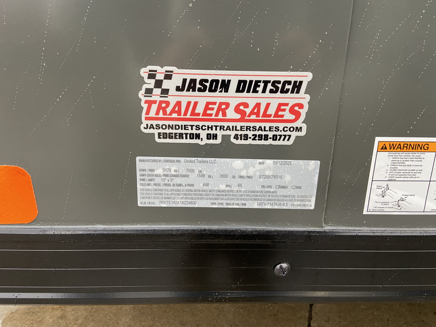 New United UAT 7 x 14 Enclosed Cargo Trailer