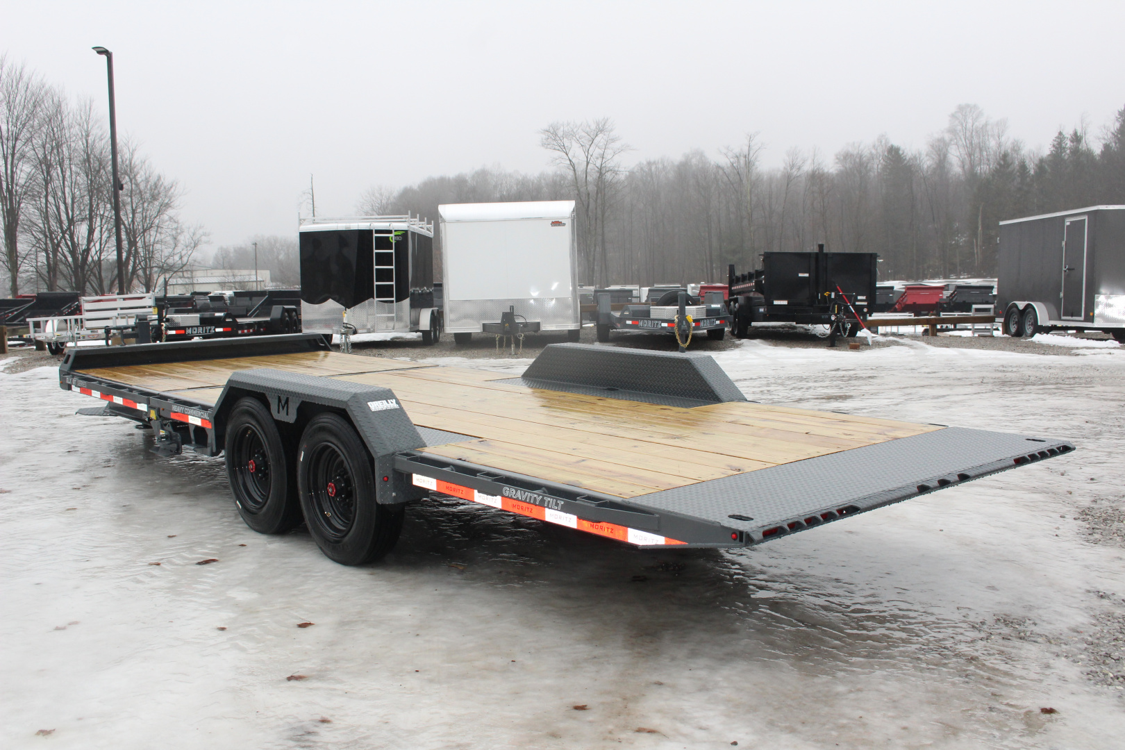 New 2026 Moritz 7' x 16' + 6' Low Pro - Gravity Tilt - Tilt Trailer - 22900# GVW