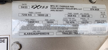 Used 2023 Exiss Trailers STK 8028 Stock Trailer