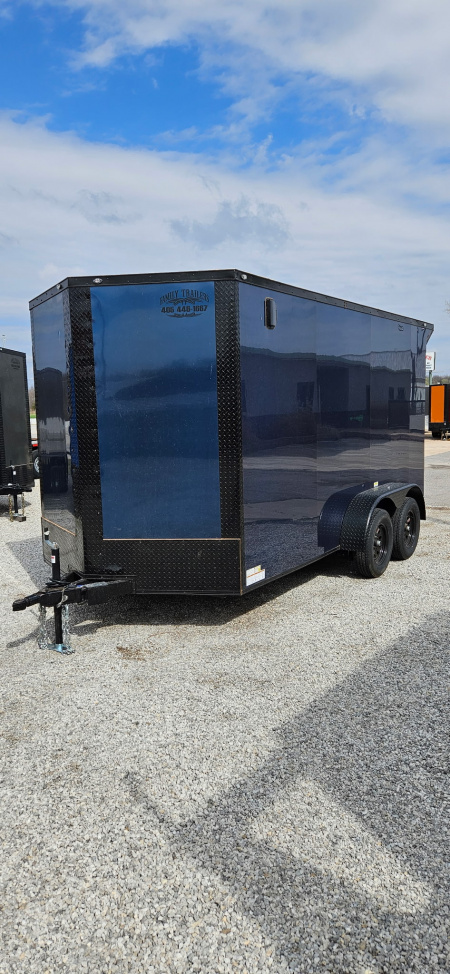 New 2026 Family Trailer 7x14 Tandem Axles Cargo / Enclosed Trailer-Screwless Exterior-Blackout Pkg-Rear Spoiler