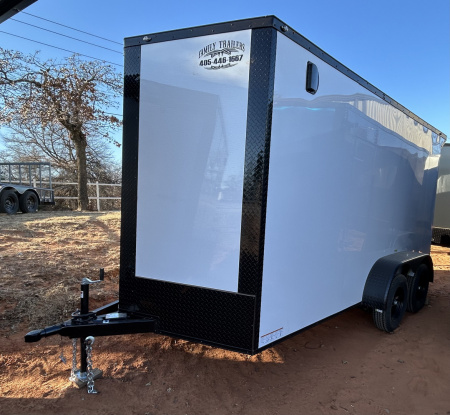 New 2026 Family Trailer 7x14 Tandem Axles Cargo / Enclosed Trailer-Screwless Exterior-Blackout Pkg-Rear Spoiler