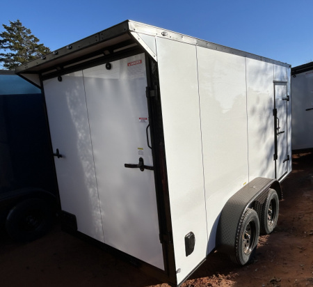 New 2026 Family Trailer 7x14 Tandem Axles Cargo / Enclosed Trailer-Screwless Exterior-Blackout Pkg-Rear Spoiler