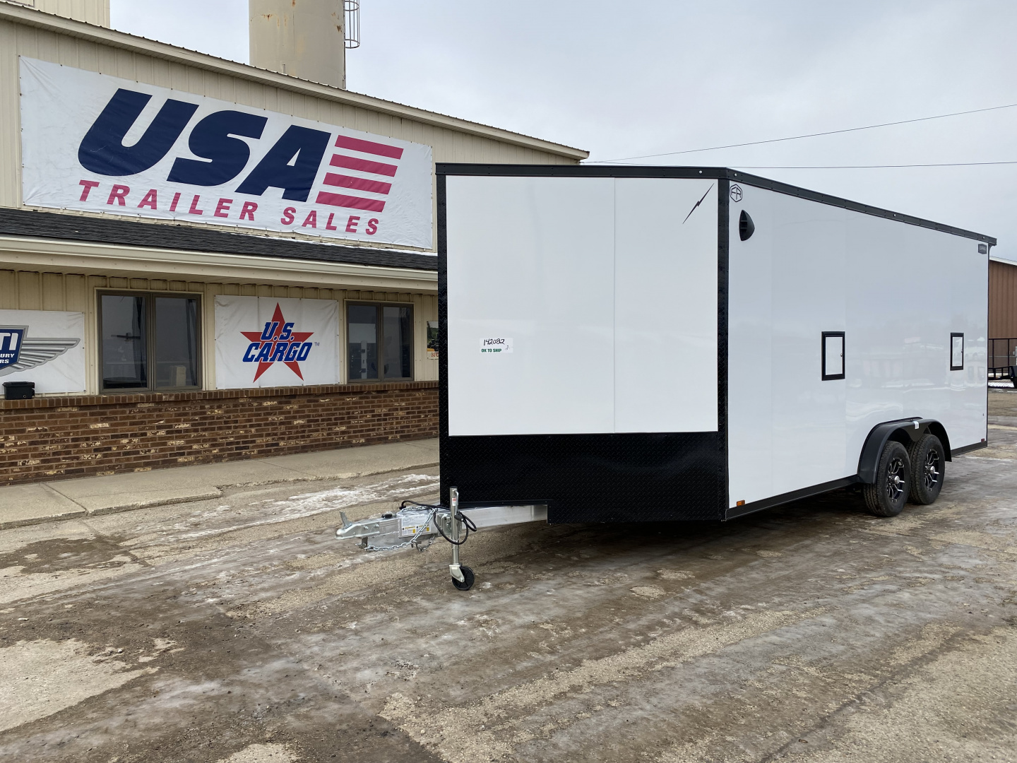 New 2026 Lightning Trailers 7.5X23 Aluminum 3-Place w/7ft Height Radar Pkg & Black Out Pkg Snowmobile Trailer