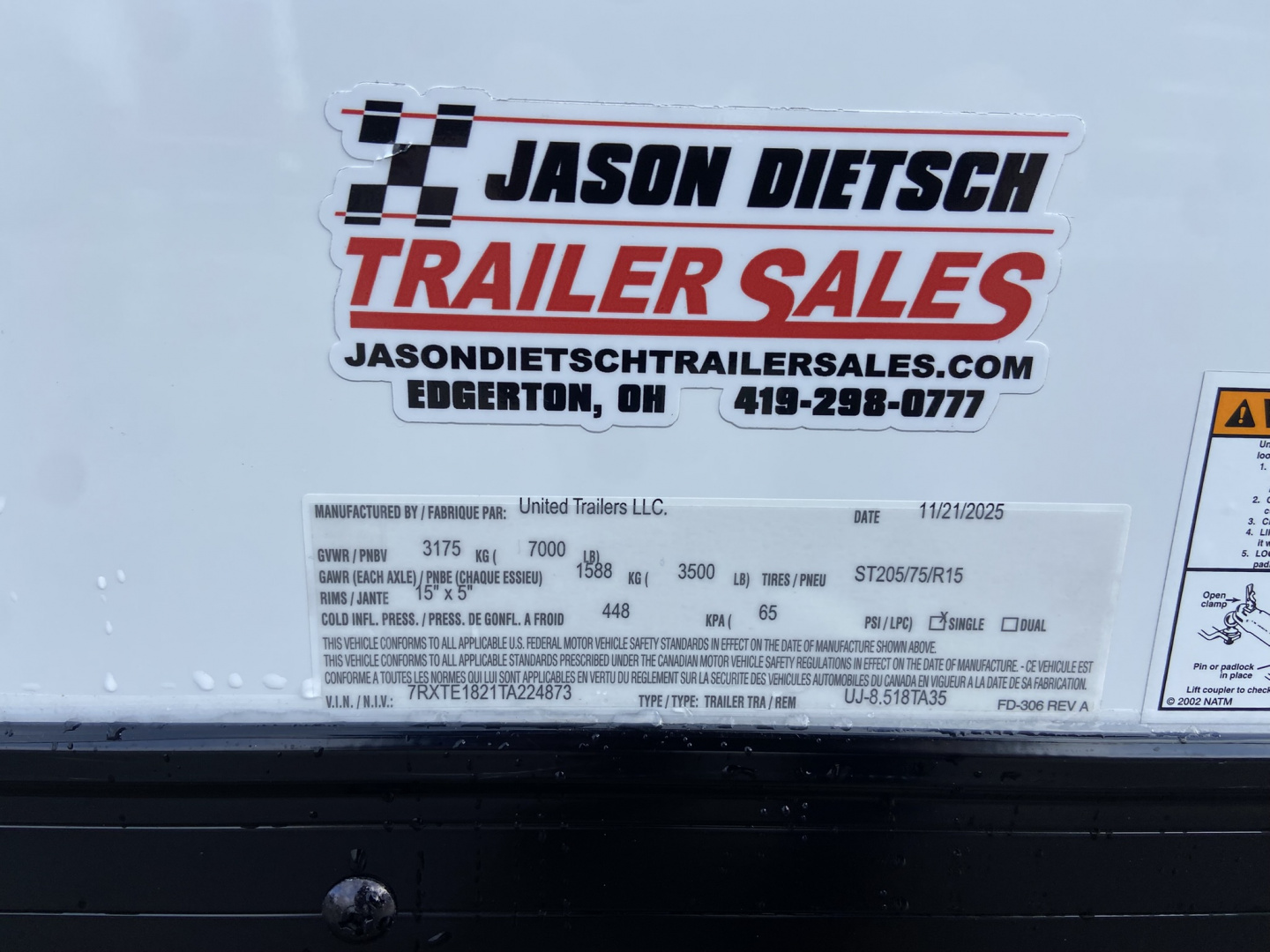 New United Cargo Enclosed Trailer 8.5 x 18