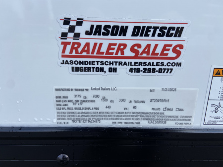 New United Cargo Enclosed Trailer 8.5 x 18