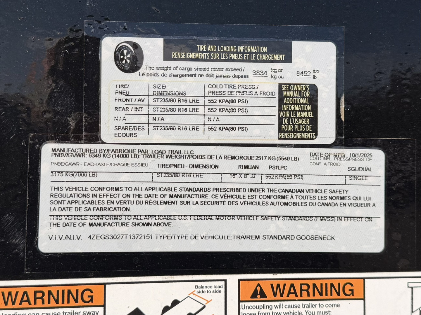 New 2026 Load Trail 8.5-30 Single Wheel Gooseneck Deckover Equipment Hauler 14K GVWR