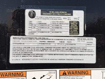 New 2026 Load Trail 8.5-30 Single Wheel Gooseneck Deckover Equipment Hauler 14K GVWR