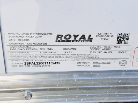 New 2026 Royal 6-12-1.5V Enclosed 3K GVWR