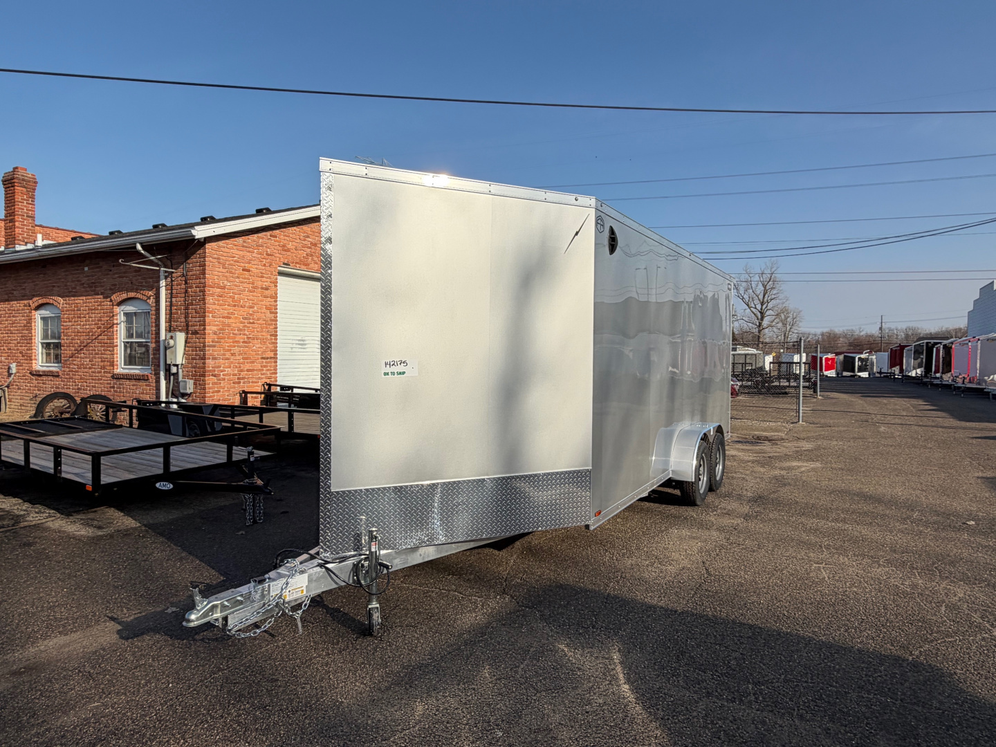 New 2026 7 X 23 Lightning Place Enclosed Snowmobile Trailer with 7ft Interior - Plain Model with Aluminum Rims