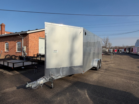 New 2026 7 X 23 Lightning Place Enclosed Snowmobile Trailer with 7ft Interior - Plain Model with Aluminum Rims