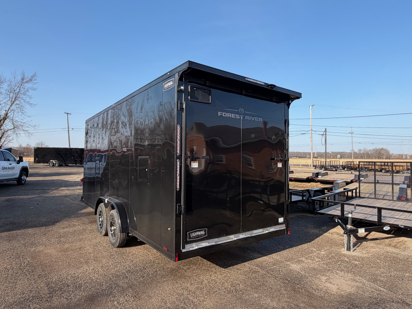 New 2026 7.5 x 23 All Aluminum Enclosed 3 Place Lightning Snowmobile Trailer with 7ft interior