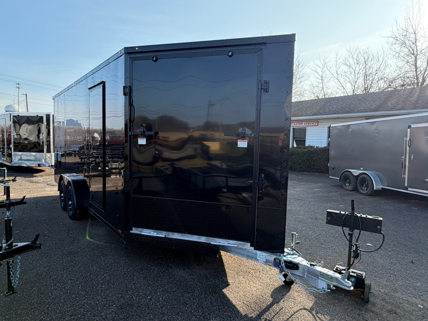 New 2026 7.5 x 23 All Aluminum Enclosed 3 Place Lightning Snowmobile Trailer with 7ft interior
