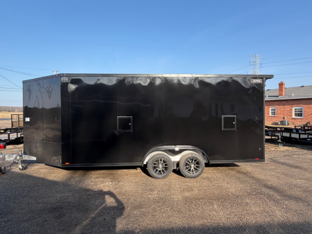 New 2026 7.5 x 23 All Aluminum Enclosed 3 Place Lightning Snowmobile Trailer with 7ft interior