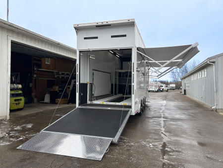 New 2026 Haulmark 28 FT EDGE ALUMINUM STACKER TRAILER W/ ESCAPE DOOR AND AWNINGS