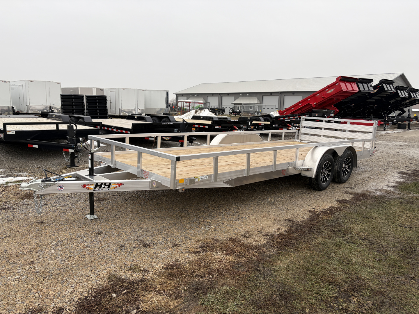 New 2026 H&H Trailers 82X20 Aluminum Rail Side Utility Tandem