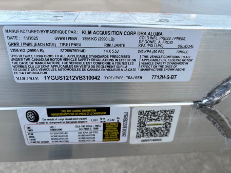 New 2026 Aluma 7712H-S-BT Utility Trailer