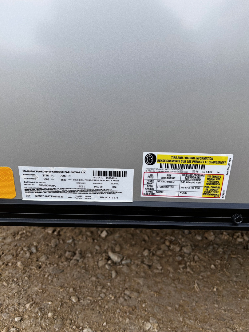 New 2026 H&H Trailers 7X16 7' INTERIOR RAMP DOOR Cargo / Enclosed Trailer