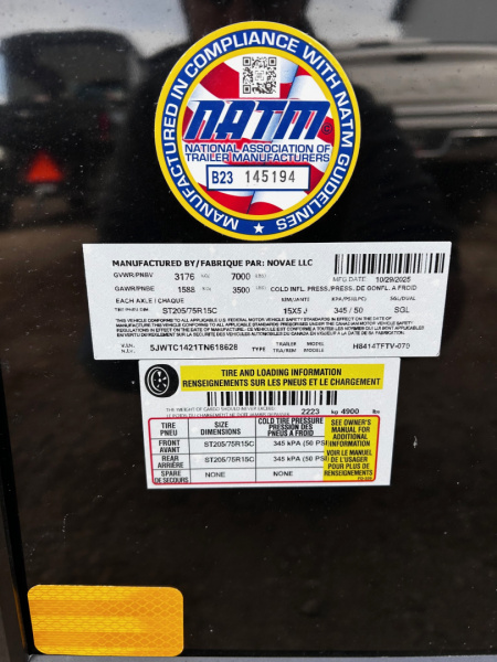 New 2026 H&H Trailers 7X14 7' INTERIOR RAMP DOOR Cargo / Enclosed Trailer