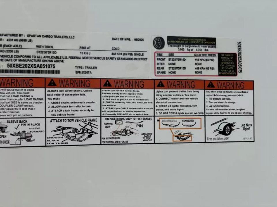 New 2025 Spartan Cargo Trailers SP8.5X20TA2 Cargo / Enclosed Trailer