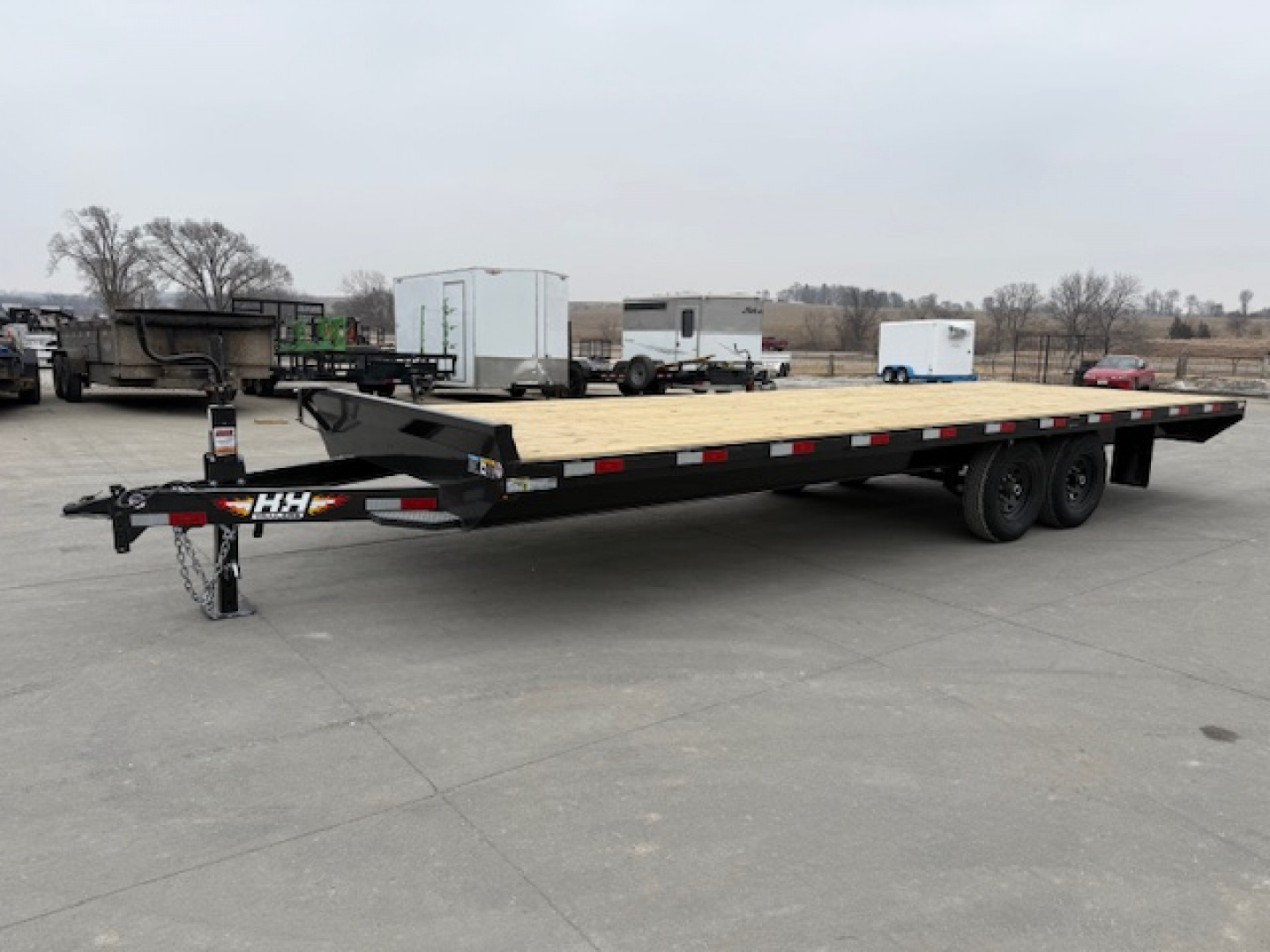New 2026 H&H Black 102"x24' 14k Standard Duty Deckover Flatbed Trailer