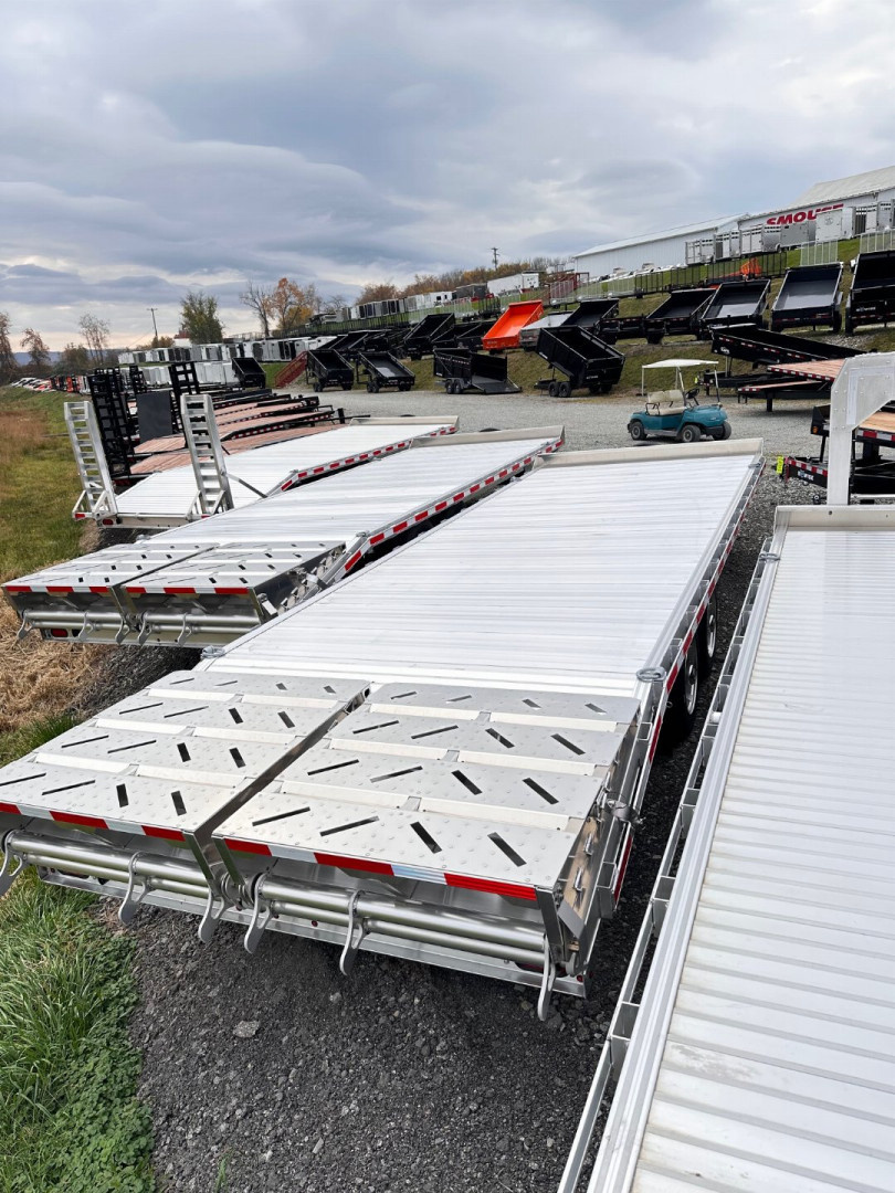 New 2025 EBY 24'6" TRADESMAN Aluminum HD DECKOVER Trailer w/ 50/50 Fold Flat Ramps w/ 8K AXLES