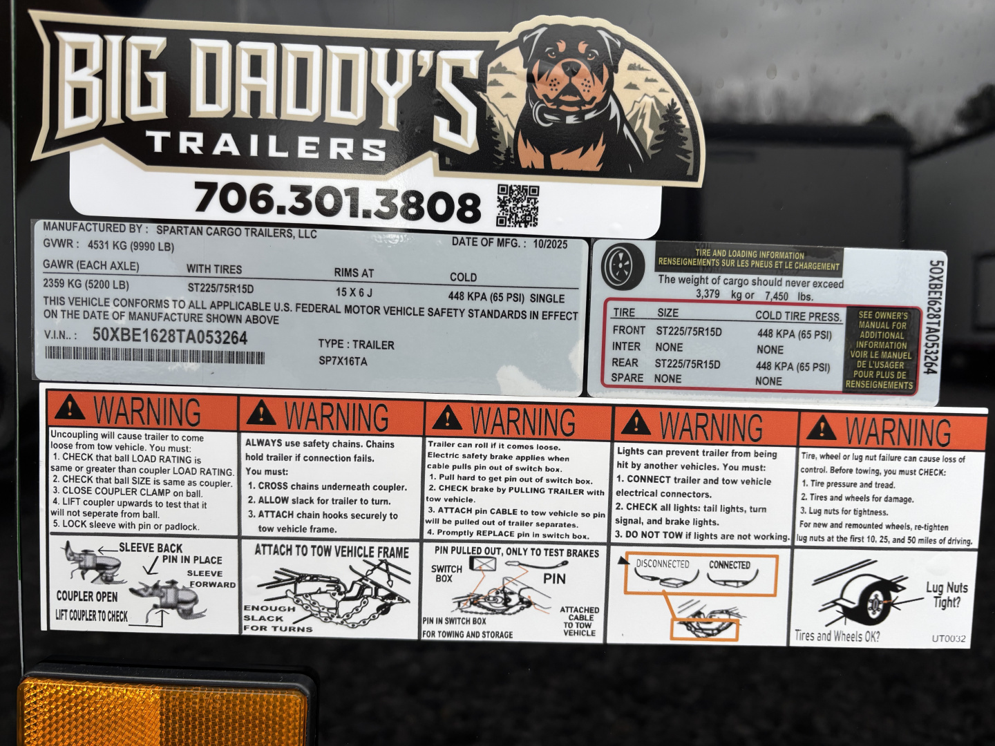 New 2026 Spartan 7X16 Enclosed Trailer, 10K GVWR, Preferred Package Pro Series, PolyCor, StableDeck, 7' Interior