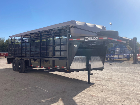 New 2026 Delco Trailers B8 Bar Top 6'x8" Wide X 24' Stock Trailer