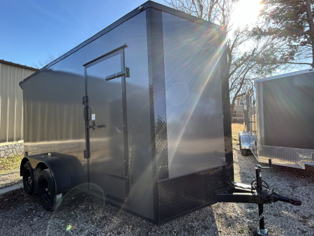 New 2026 Family Trailer 7x14 Tandem Axles Cargo / Enclosed Trailer-Screwless Exterior-Blackout Pkg-Rear Spoiler w/Lights