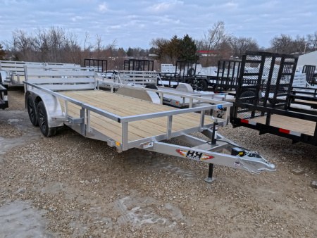 New 2026 H&H Trailers 82 x 16 Aluminum Rail Side with Spare Tire Mount, 7K GVWR, Tandem Axles